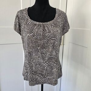 NWT Worthington Animal Print Short Sleeve Top - Black and Brown